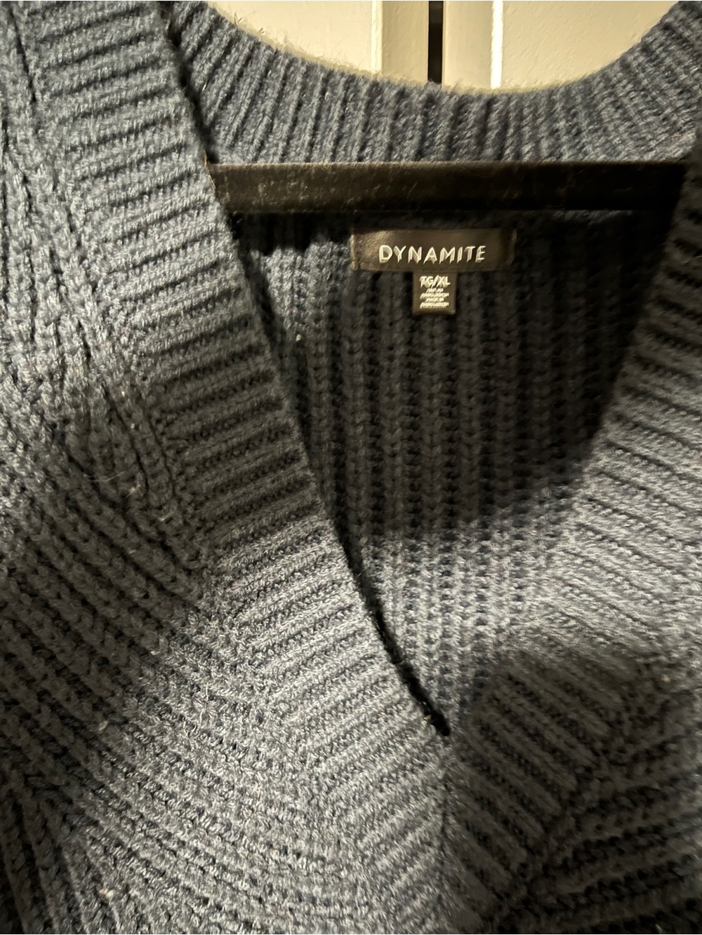 Dynamite Navy Ribbed V-Neck Sweater - Picture 3 of 3